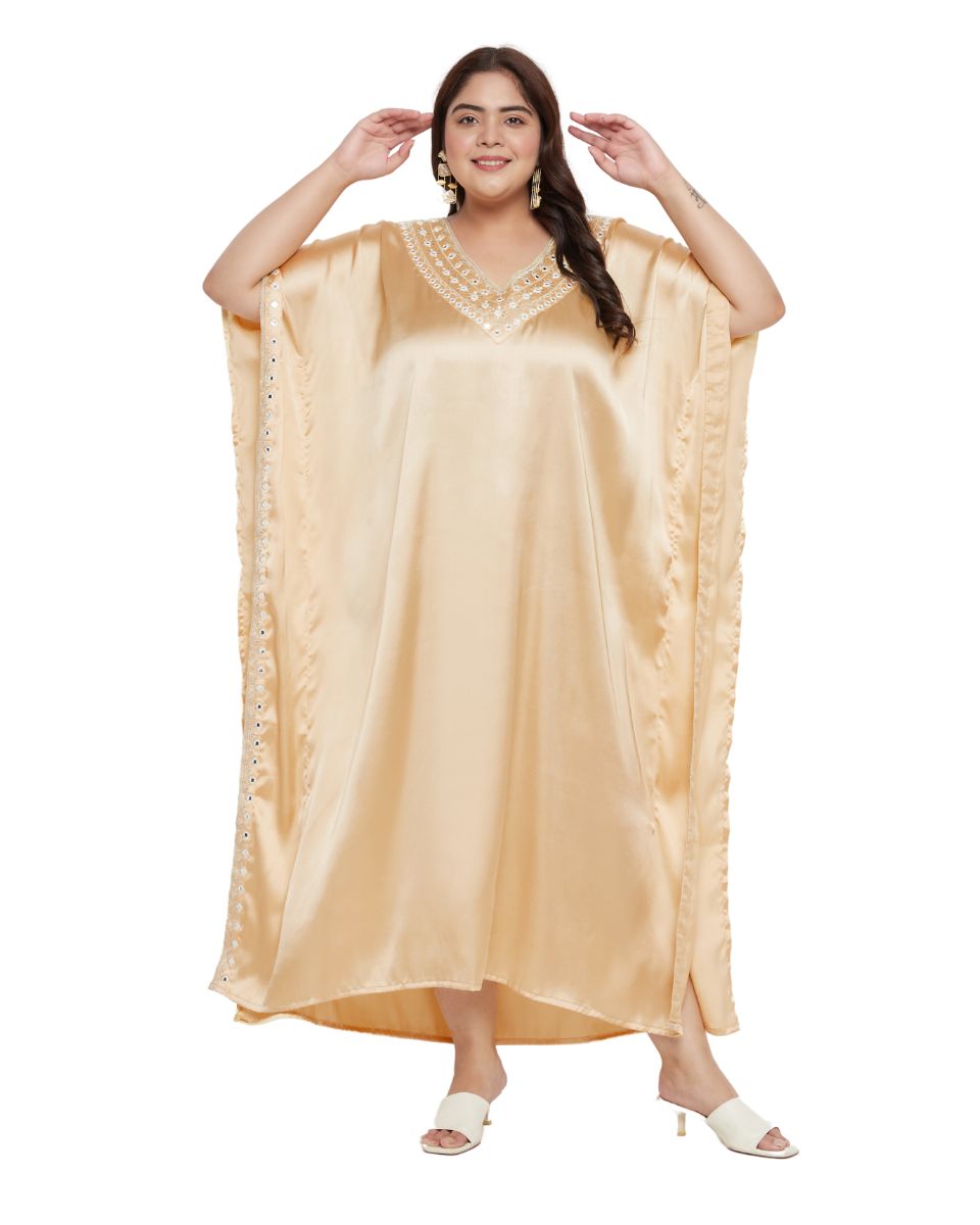 Lace Apricot Tan Kaftan Dress