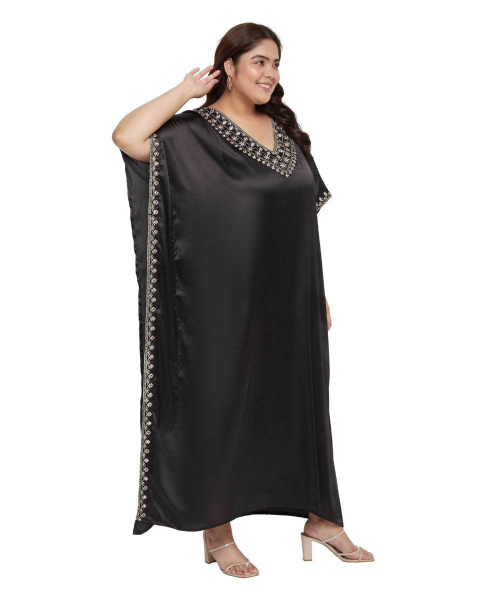 Feminine Satin Long Kaftan Dress