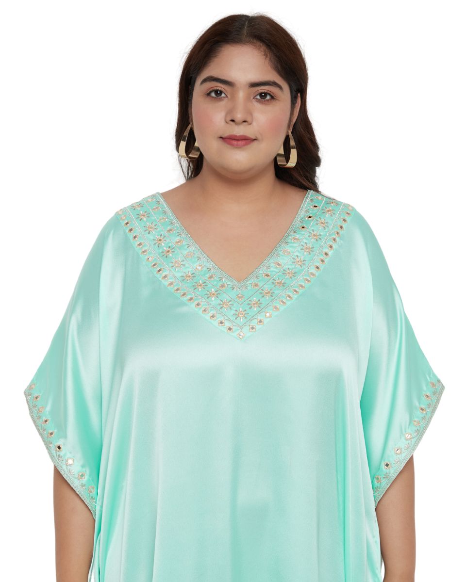 Stylish Green Long Kaftan Dress