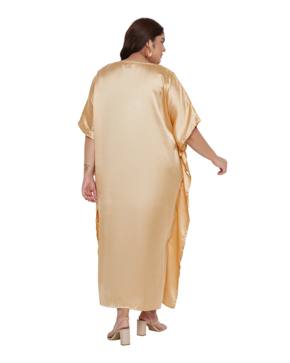 Timeless Apricot Satin Kaftan Dress
