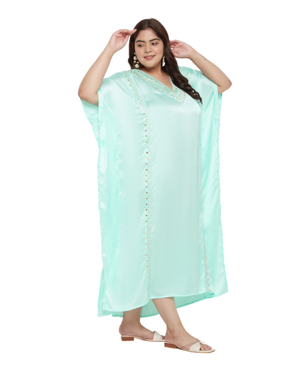 Ice Green Long Kaftan Dress
