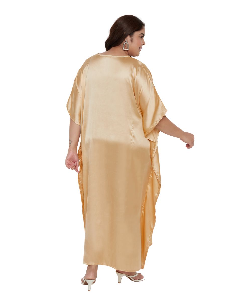 Trendy Lace Apricot Tan Satin Dress