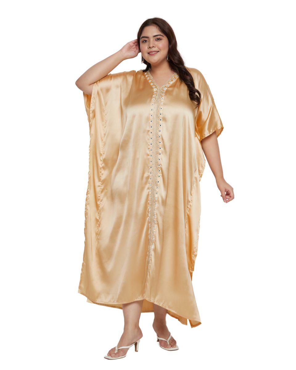 Apricot Tan Satin Women's Dress