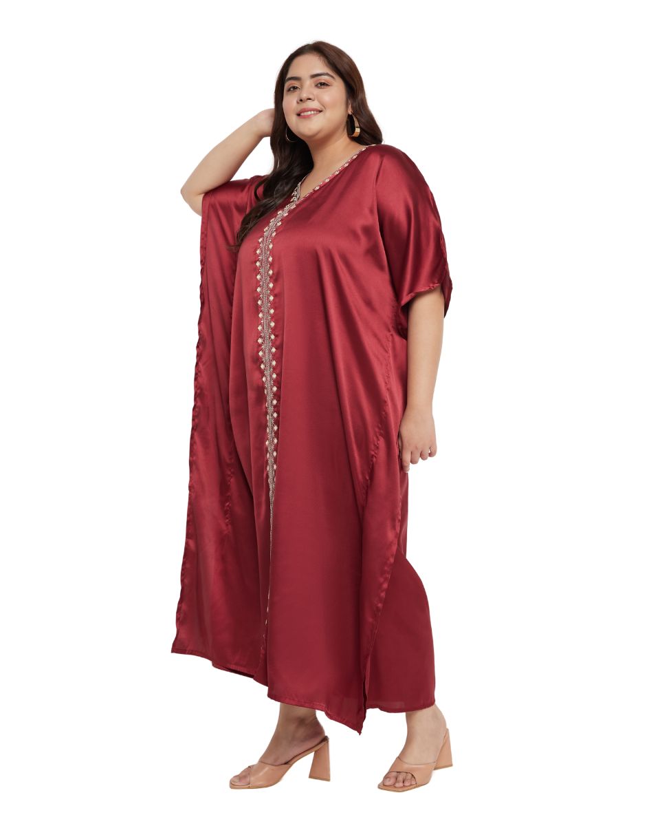 Satin Glamour Red Kaftan