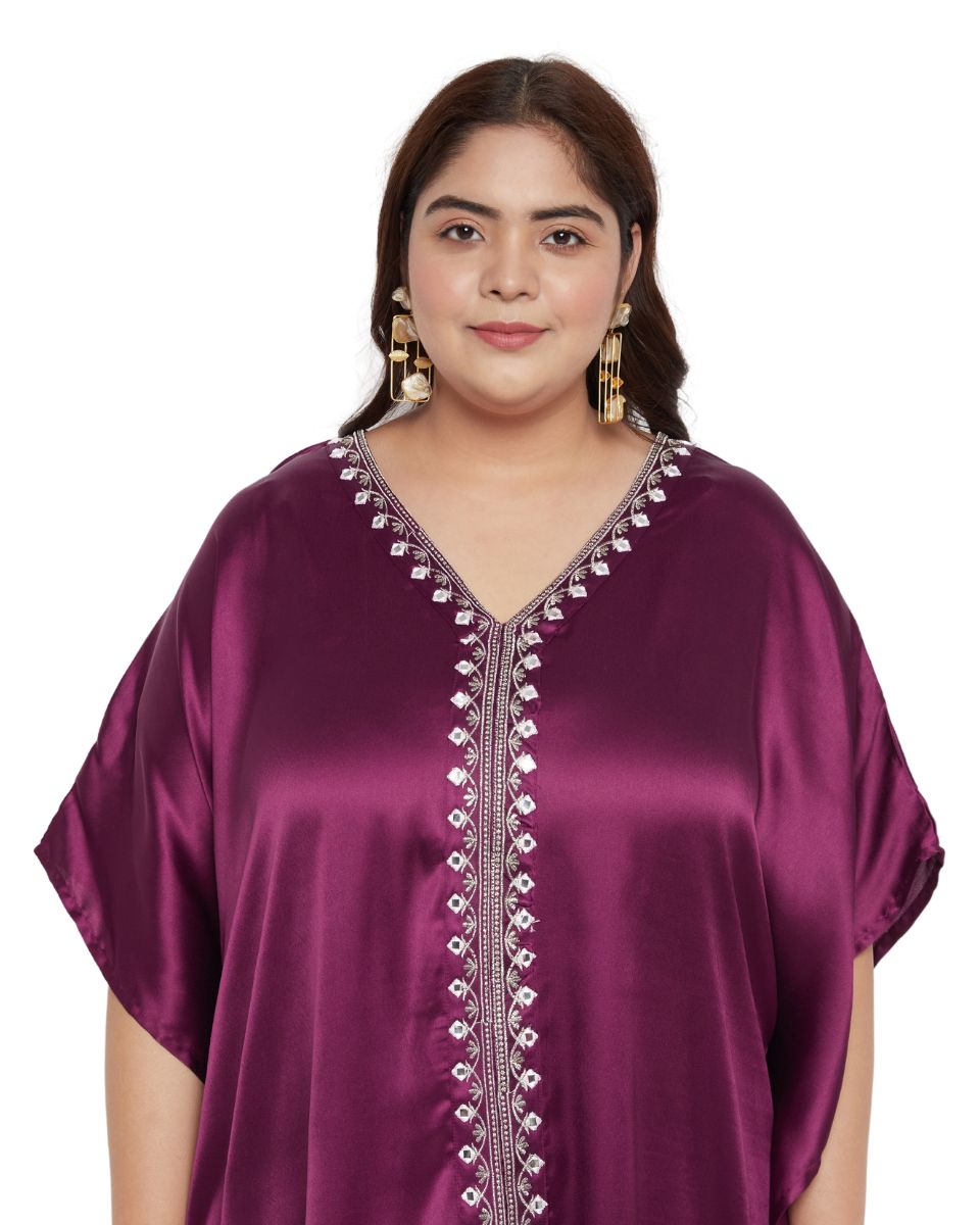 Embroidery Lace Kaftan Dress