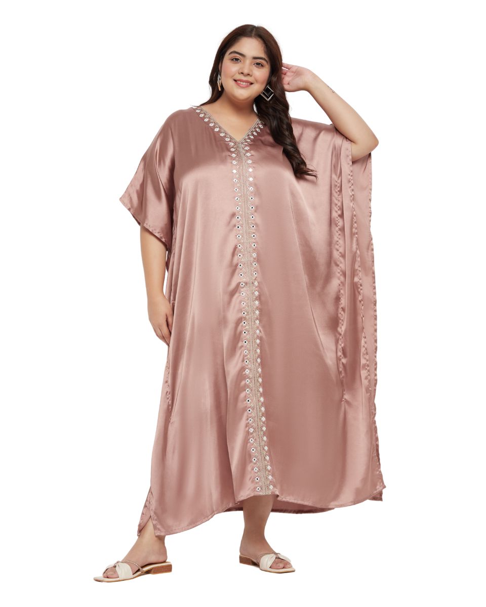 Solid Satin Plus Size Party wear Kaftan for Women