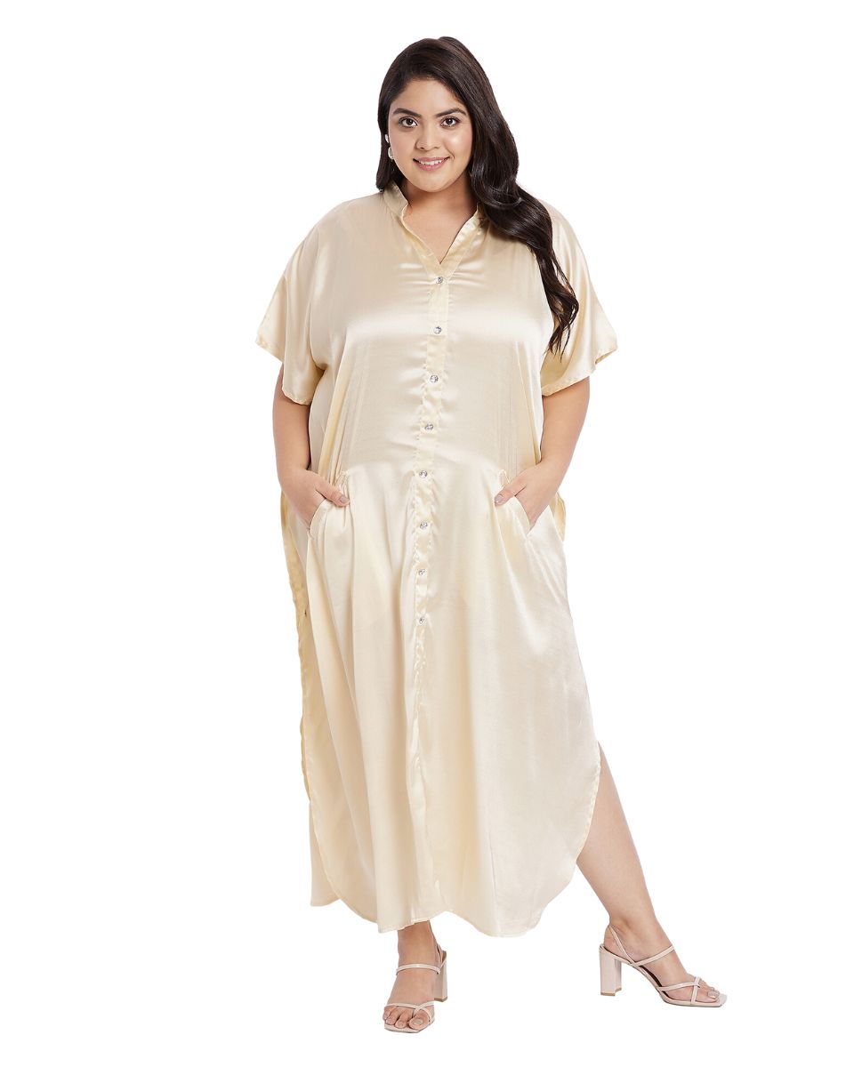 Long satin caftan for woman