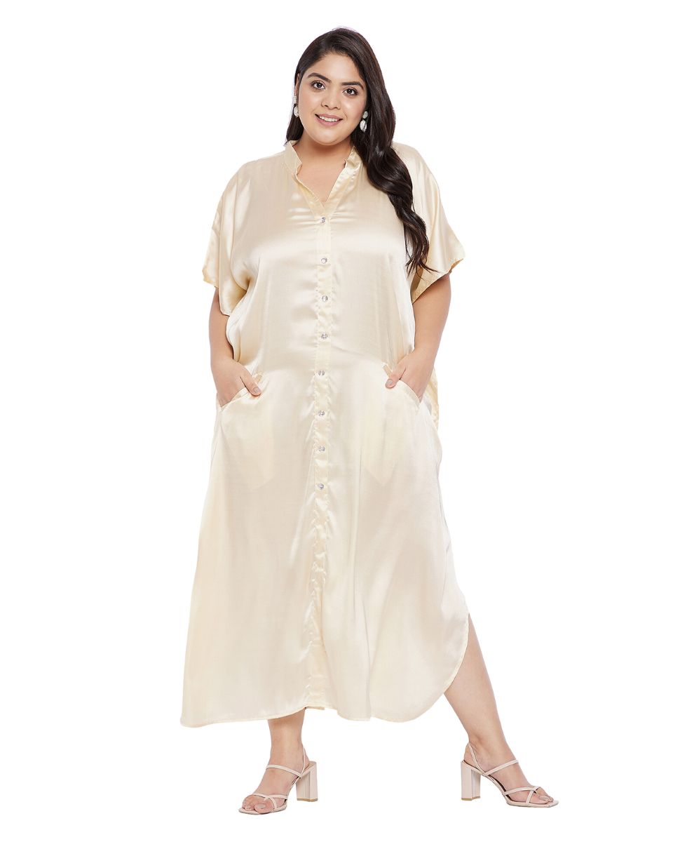 Cream satin caftan dress