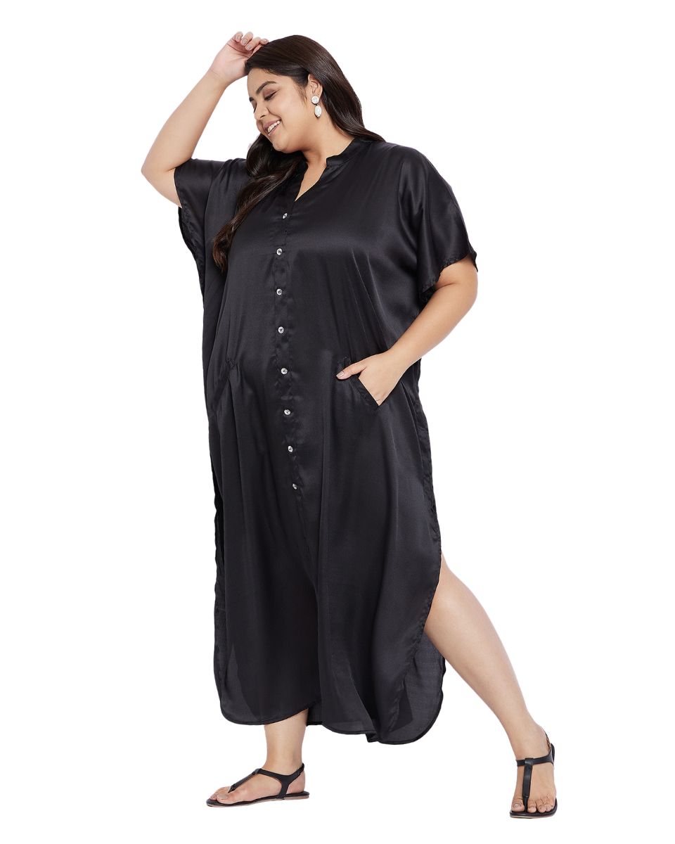 designer satin caftan dress