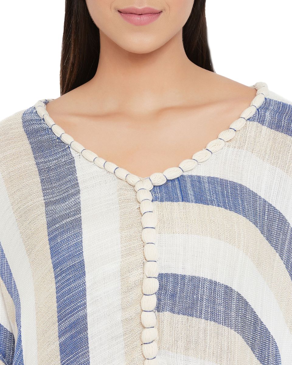 Stripe Printed Rayon Swimsuit Beach Cover Ups for Women