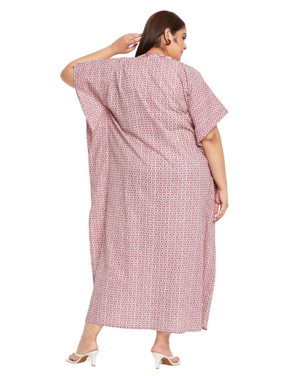 Floral Rust Cotton Caftan Plus Size Cover up For Women