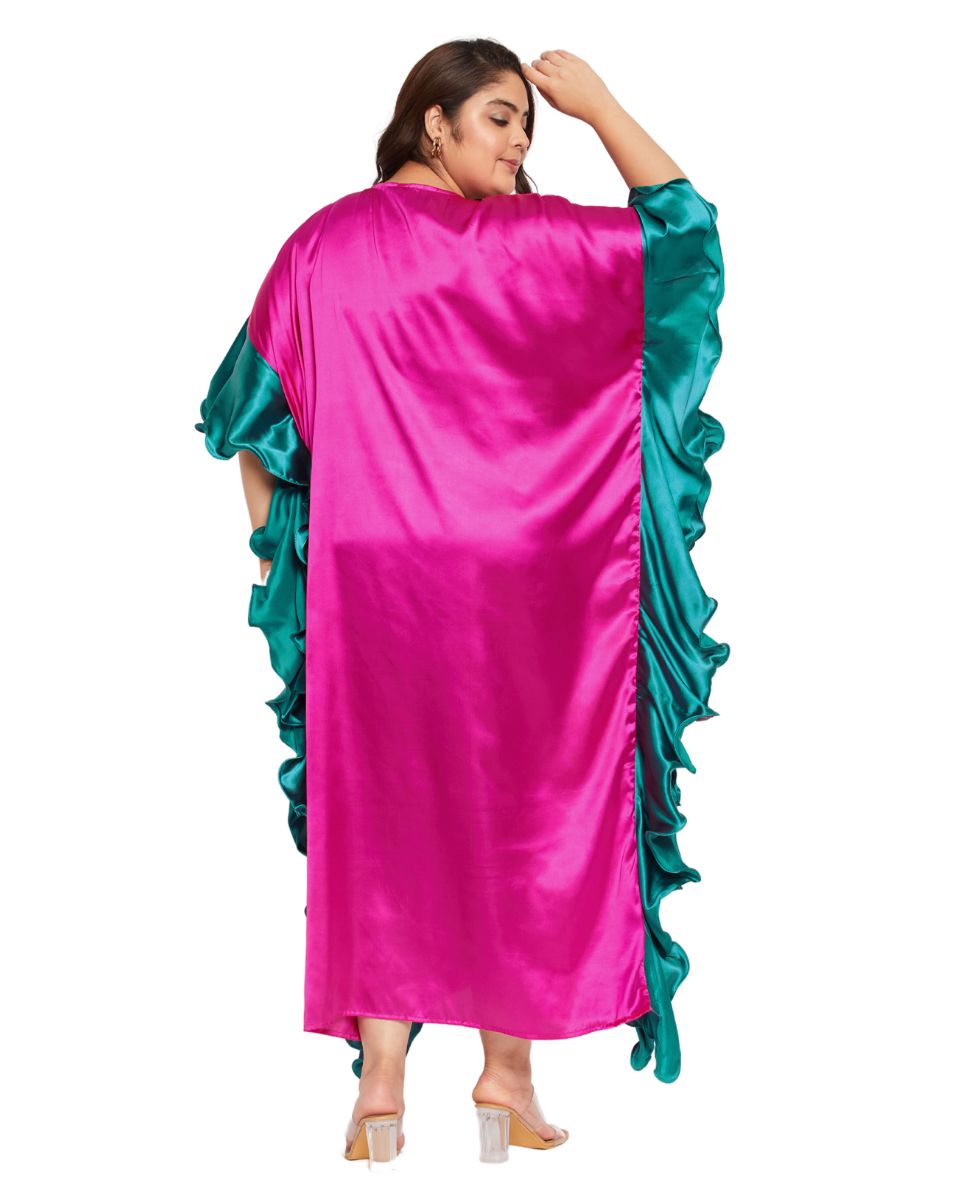 Women's Satin Kaftan Dress - Magenta
