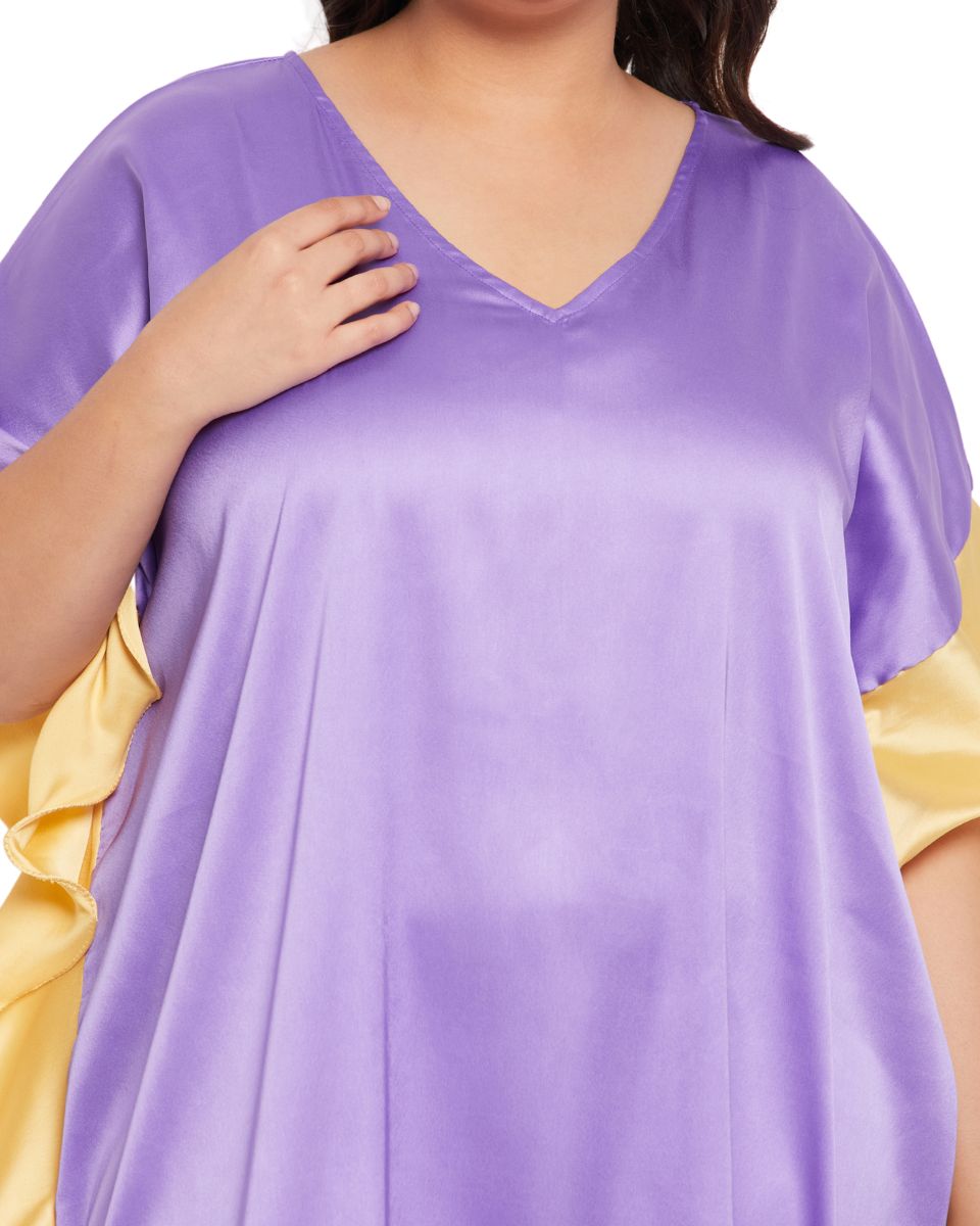Women's Lavender Satin Dress with Ruffles