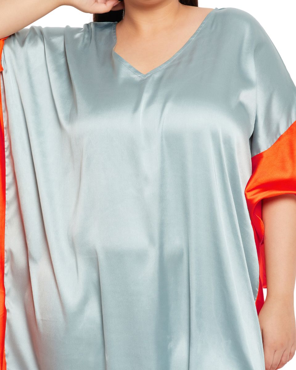 Sky Blue Satin Ruffle Dress For Women