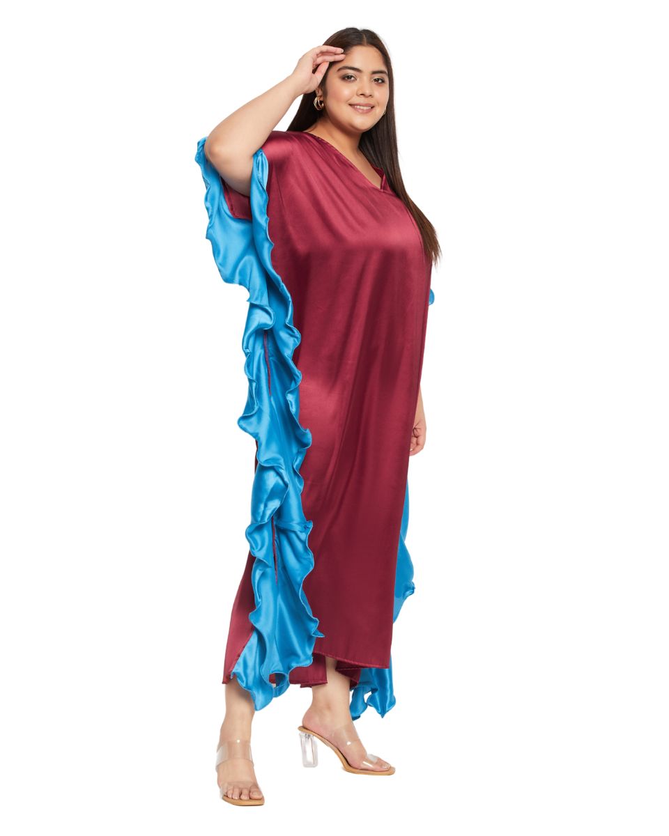 Luxury Maroon Satin Long Dress