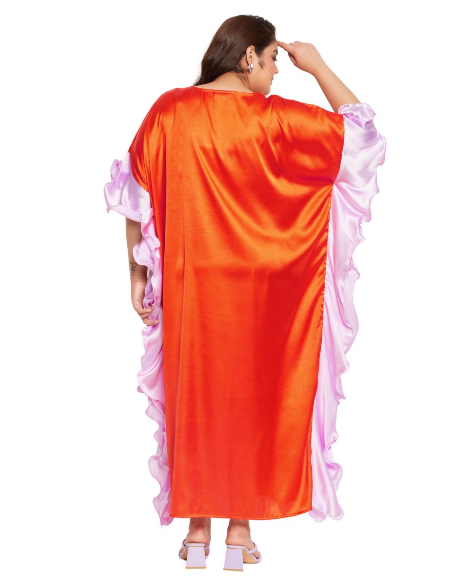 Orange Satin Formal Gown for Women