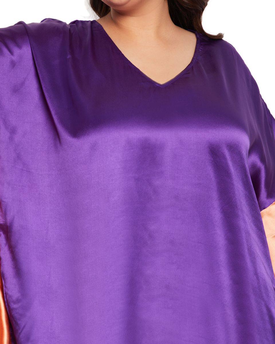 Purple Satin Ruffle Dress For Women