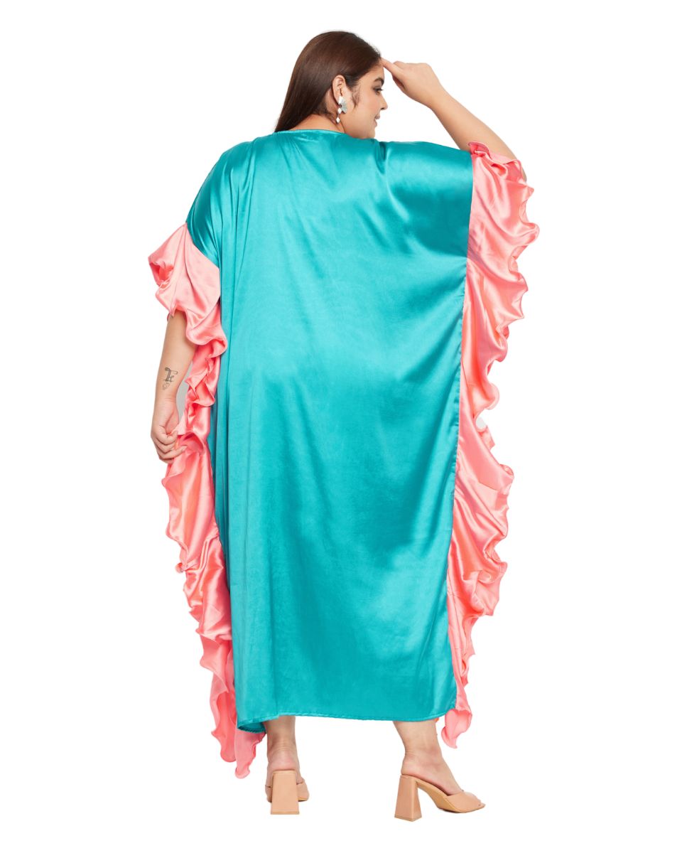 Solid Royal Blue Satin Kaftan Dress