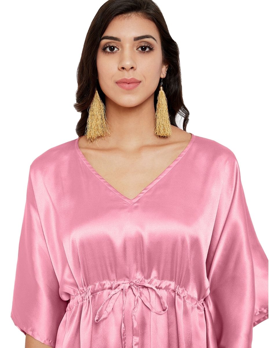 Tunic Solid Pink Lemonade Satin Plus Size Top For Women