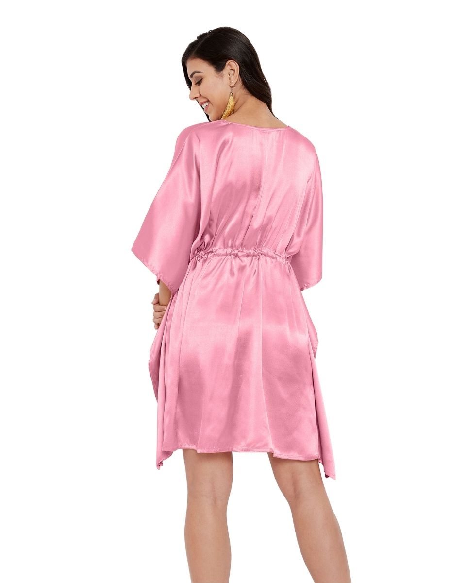 Tunic Solid Pink Lemonade Satin Plus Size Top For Women