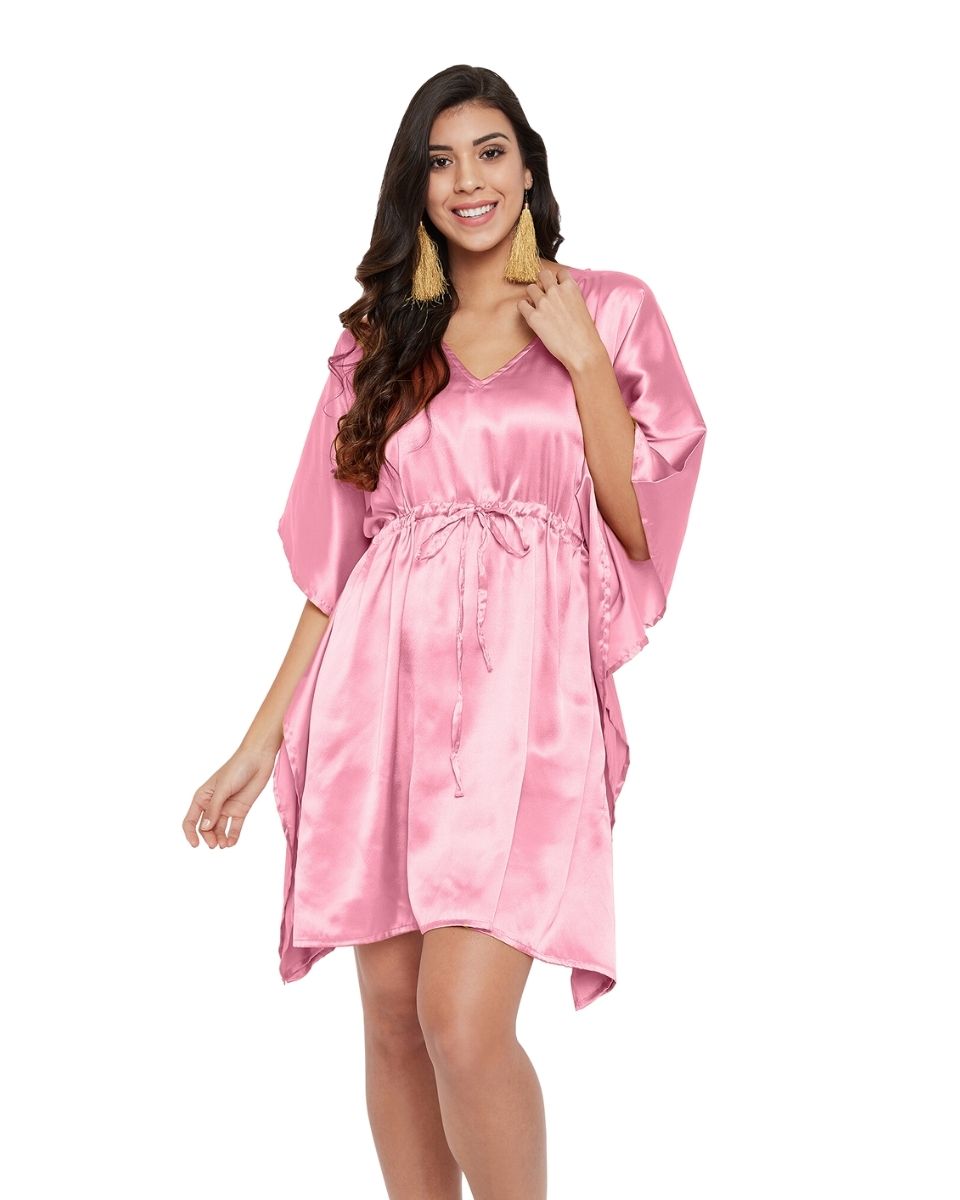 Tunic Solid Pink Lemonade Satin Plus Size Top For Women