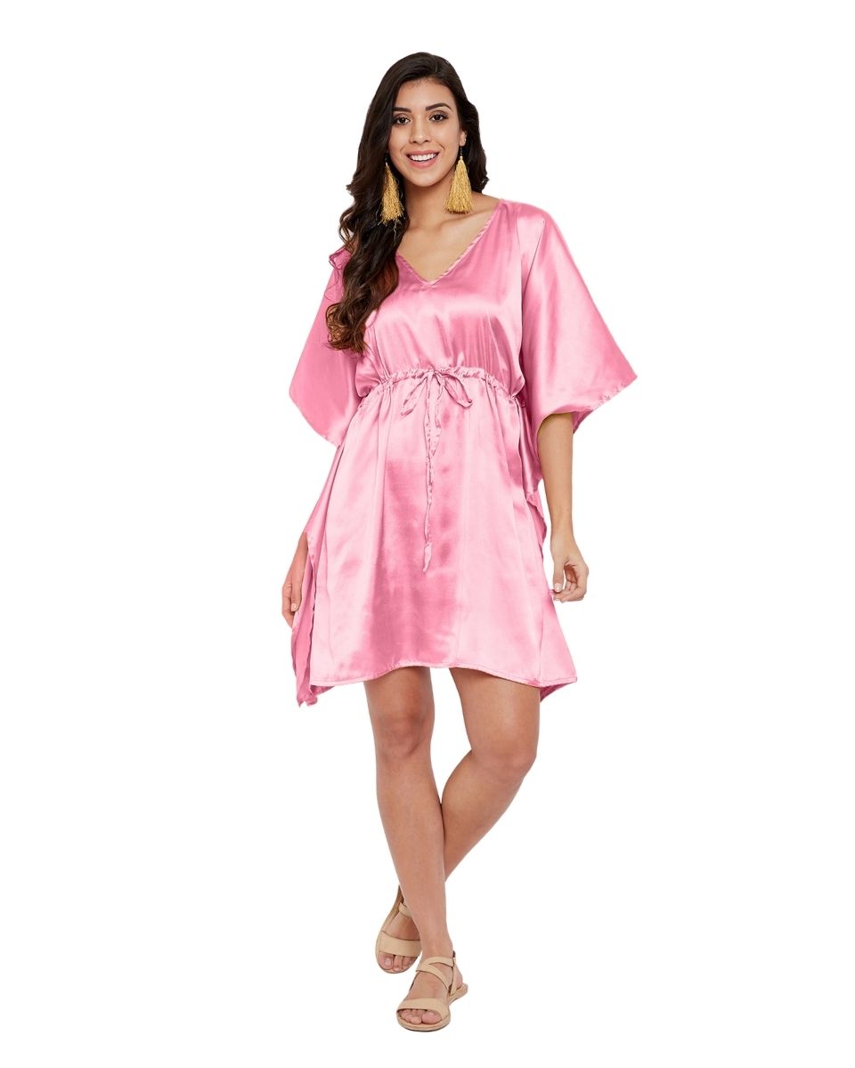 Tunic Solid Pink Lemonade Satin Plus Size Top For Women