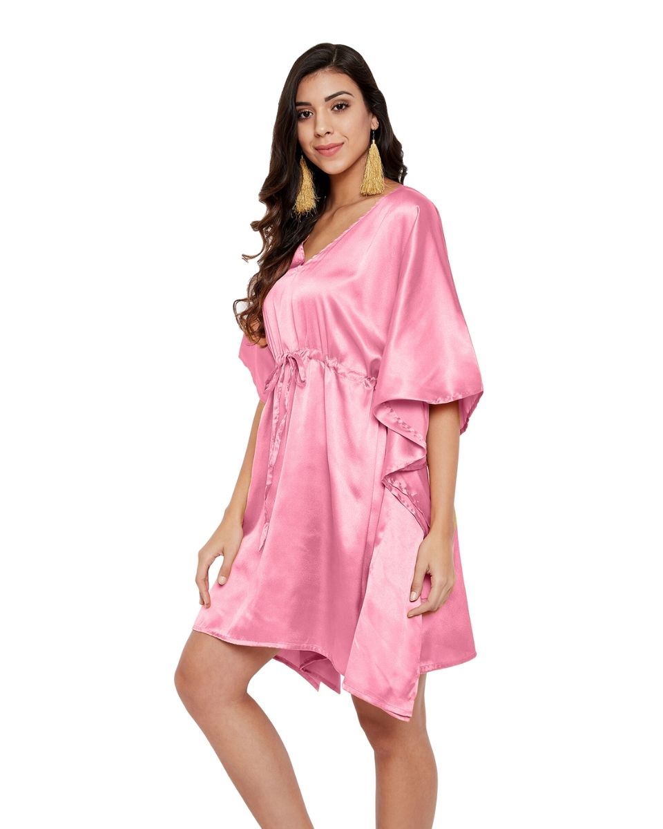 Tunic Solid Pink Lemonade Satin Plus Size Top For Women