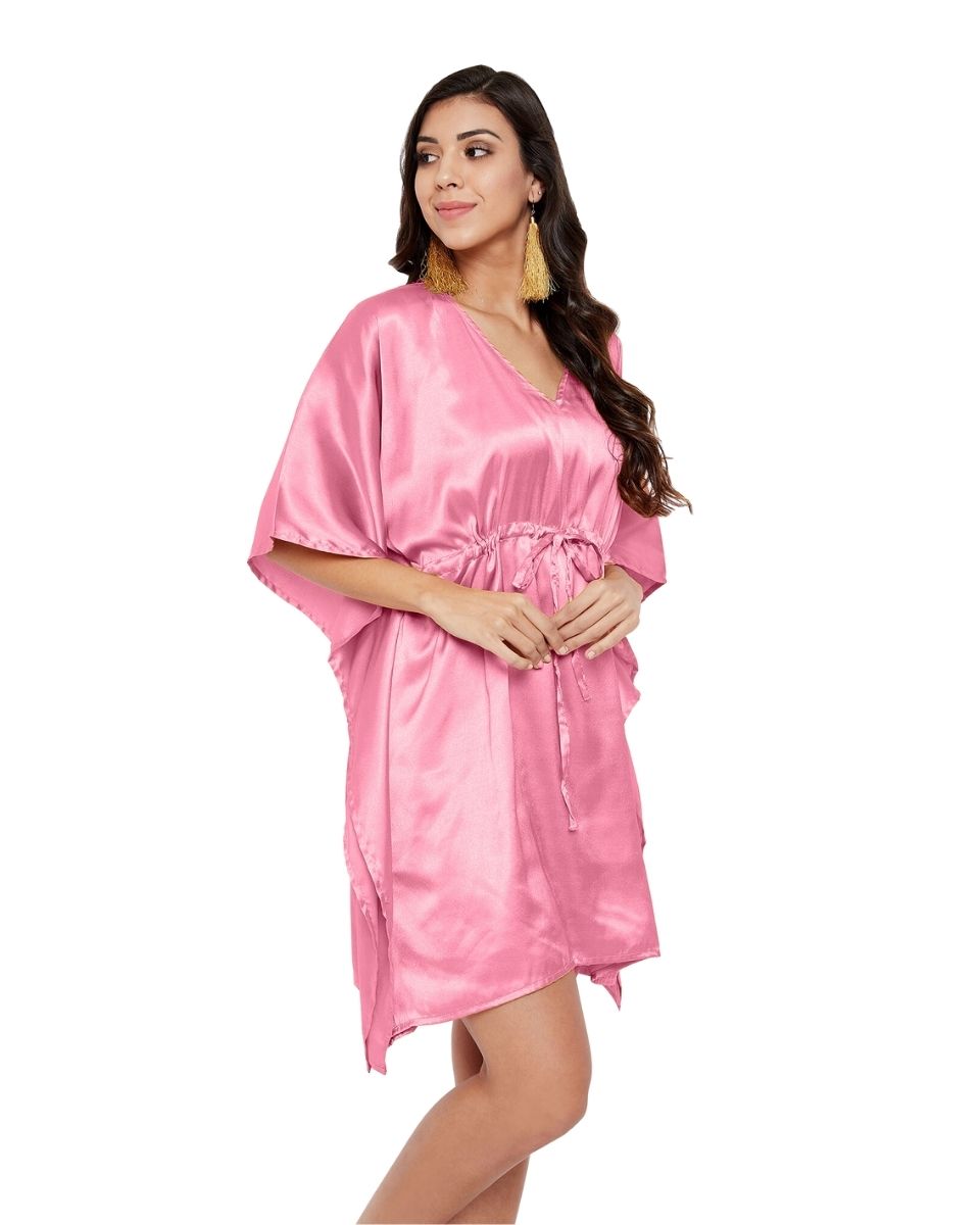 Tunic Solid Pink Lemonade Satin Plus Size Top For Women