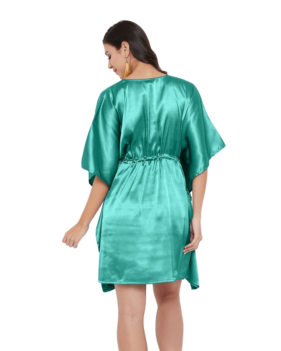 Tunic Plus Size Top Solid Teal Satin For Women Dress