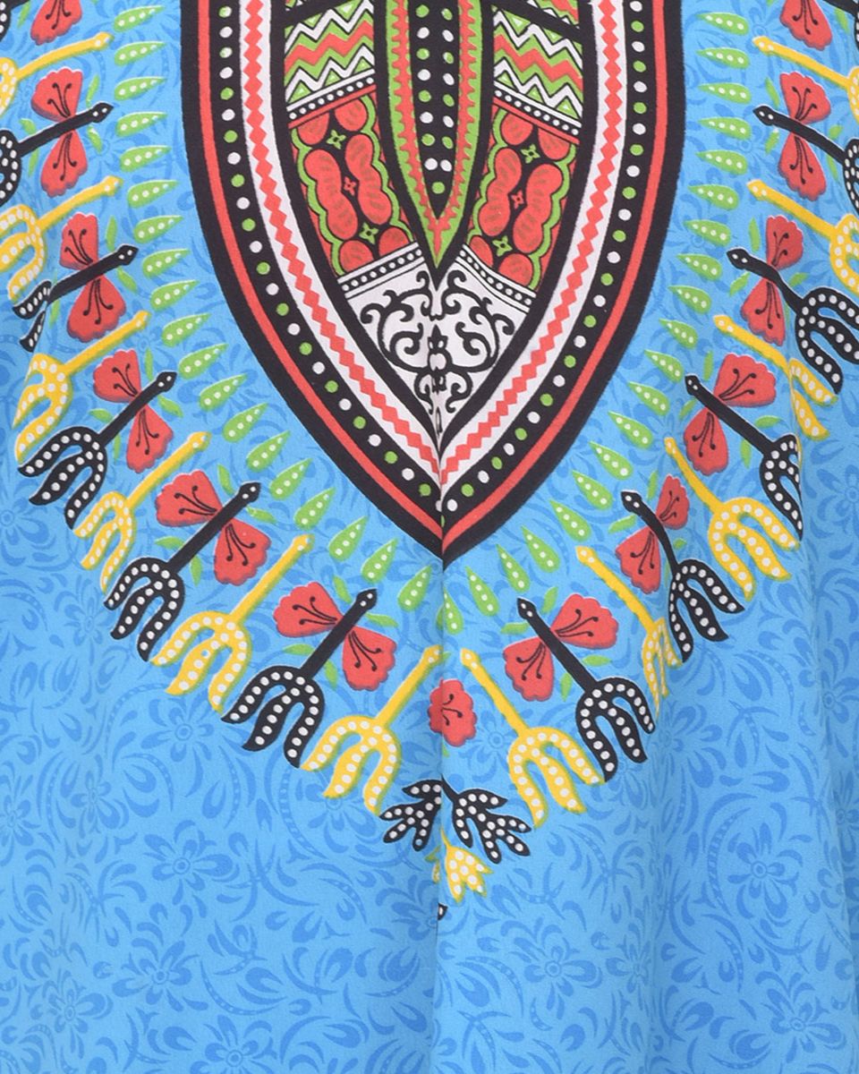 Tunic Top Plus Size Tribal Printed Blue Polyester For Women
