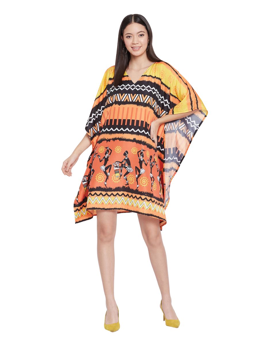 Multicolor Tribal Printed Polyester Tunic For Plus Size Women