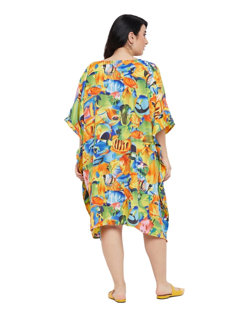 Animal Tropical Printed Multicolor Polyester Tunic For Plus Size Women