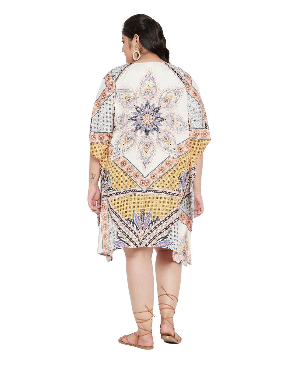 Floral Printed Multicolor Polyester Tunic Top For Plus Size Women