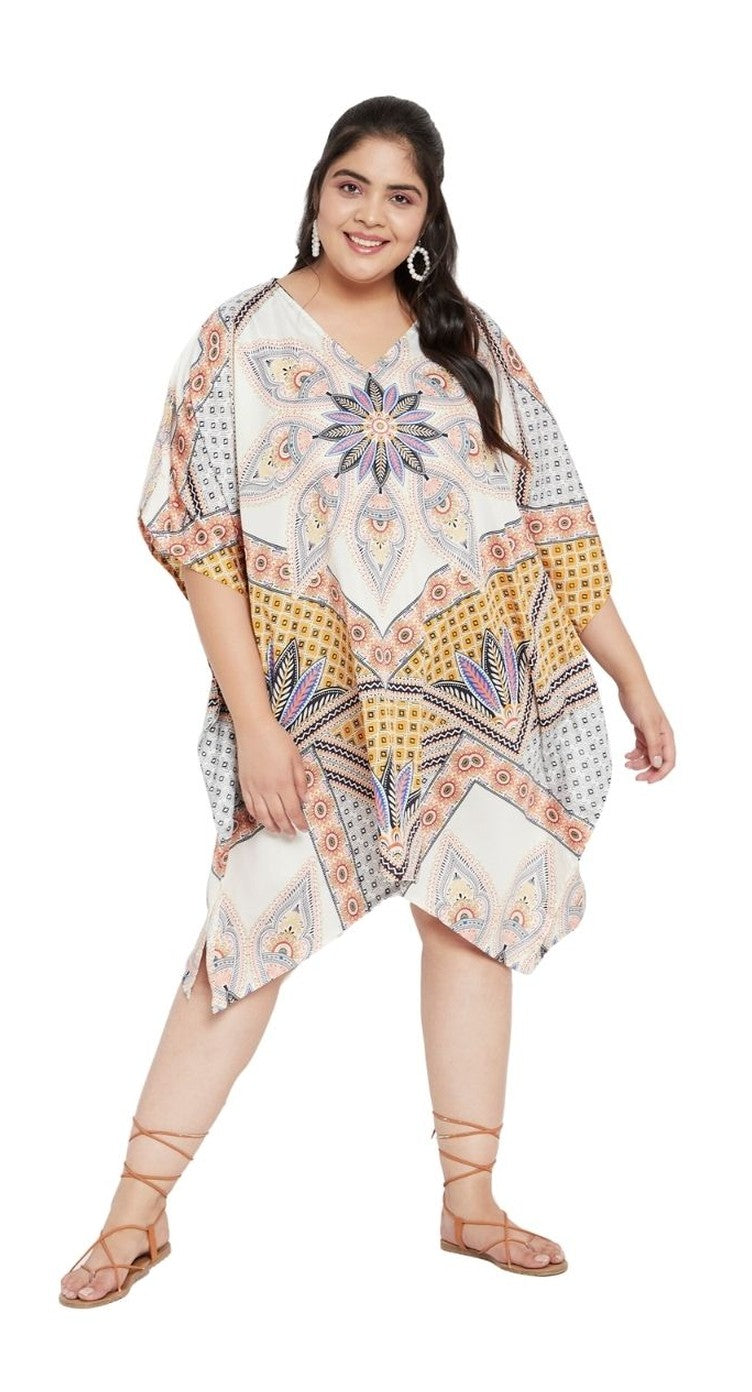 Floral Printed Multicolor Polyester Tunic Top For Plus Size Women - SKU SG136-8675 - Gypsie Blu