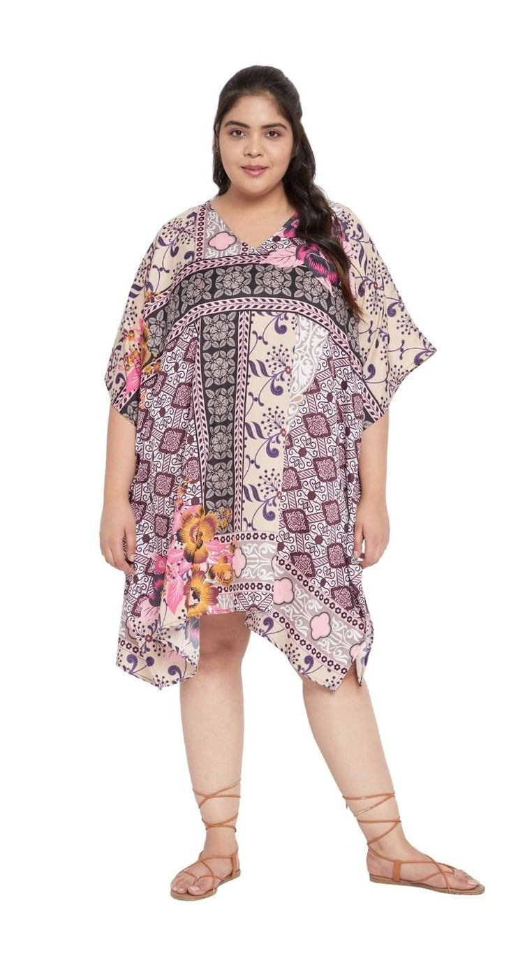 Floral Printed Multicolor Polyester Tunic Top For Plus Size Women - Gypsie Blu (view 7)