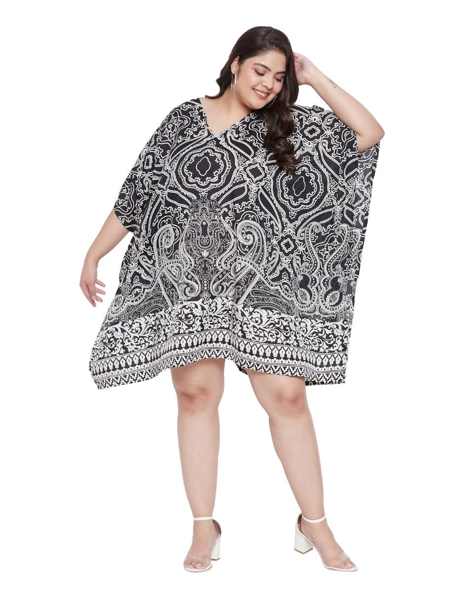 Paisley Printed Multicolor Polyester Plus Size Tunic Top For Women