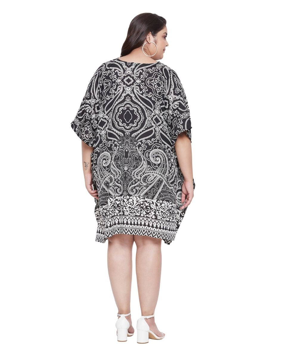 Paisley Printed Multicolor Polyester Plus Size Tunic Top For Women