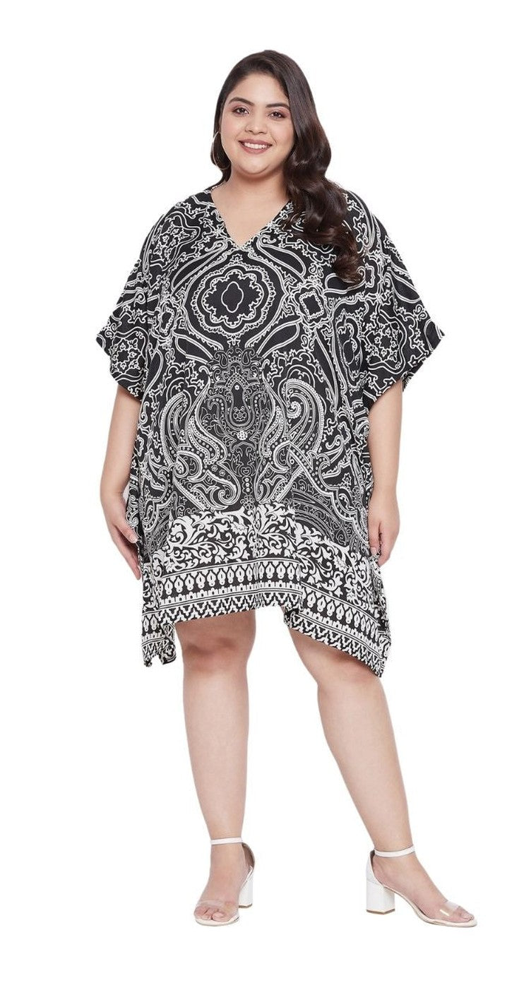 Black Paisley Printed Multicolor Polyester Plus Size Tunic Top For Women - Gypsie Blu (view 8)