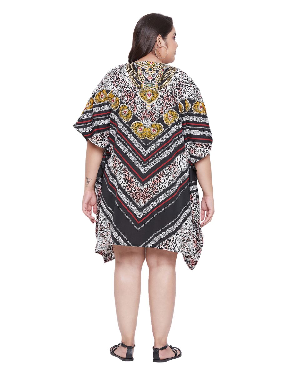 Animal Printed Multicolor Polyester Tunic Top For Plus Size Women