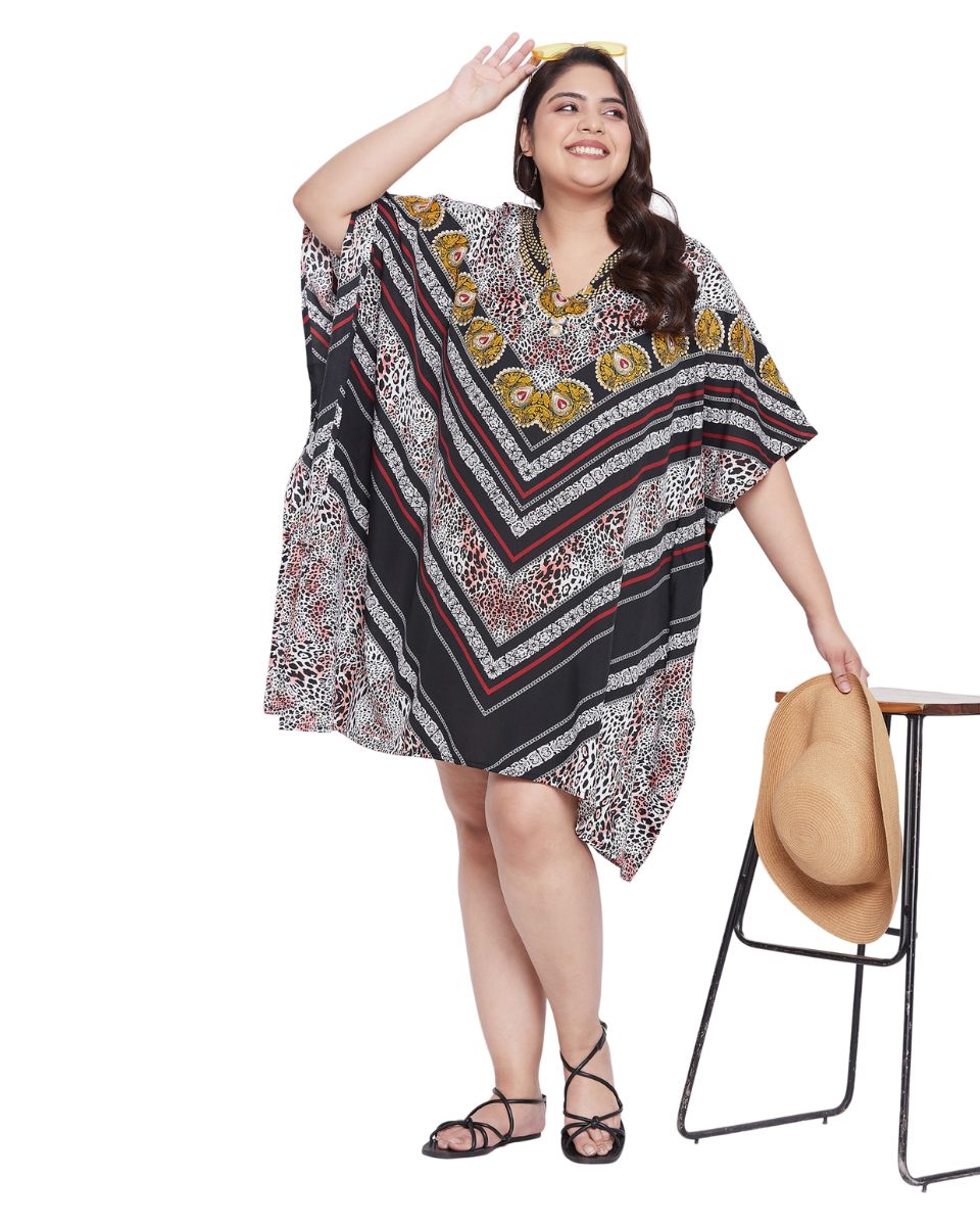 Animal Printed Multicolor Polyester Tunic Top For Plus Size Women