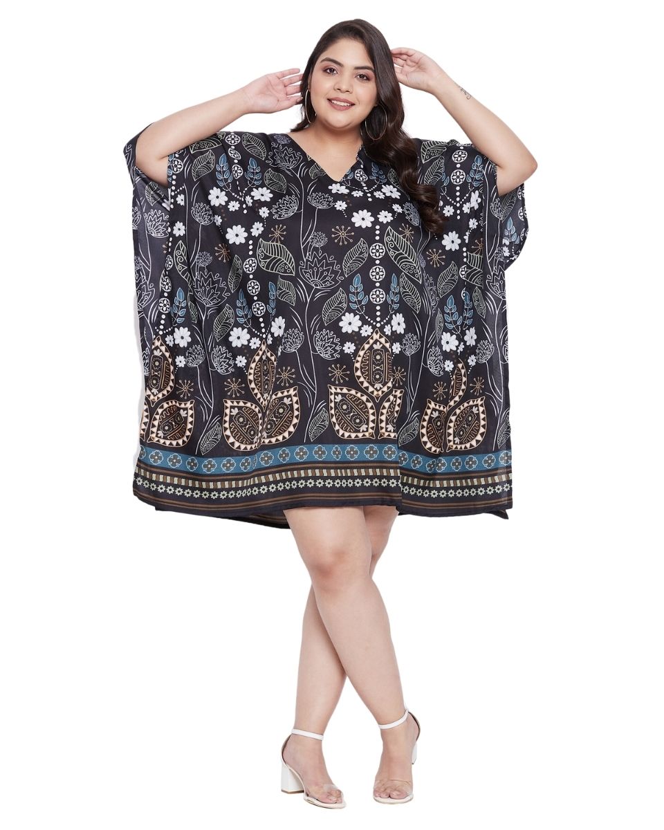 Floral Plus Size Printed Multicolor Polyester Tunic Top For Women