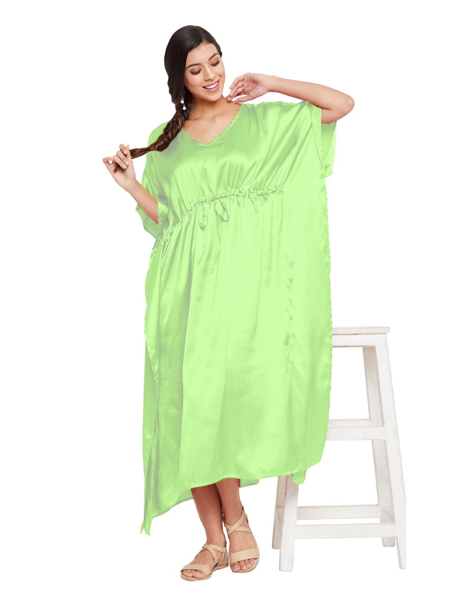 chic satin kaftan dress for plus size