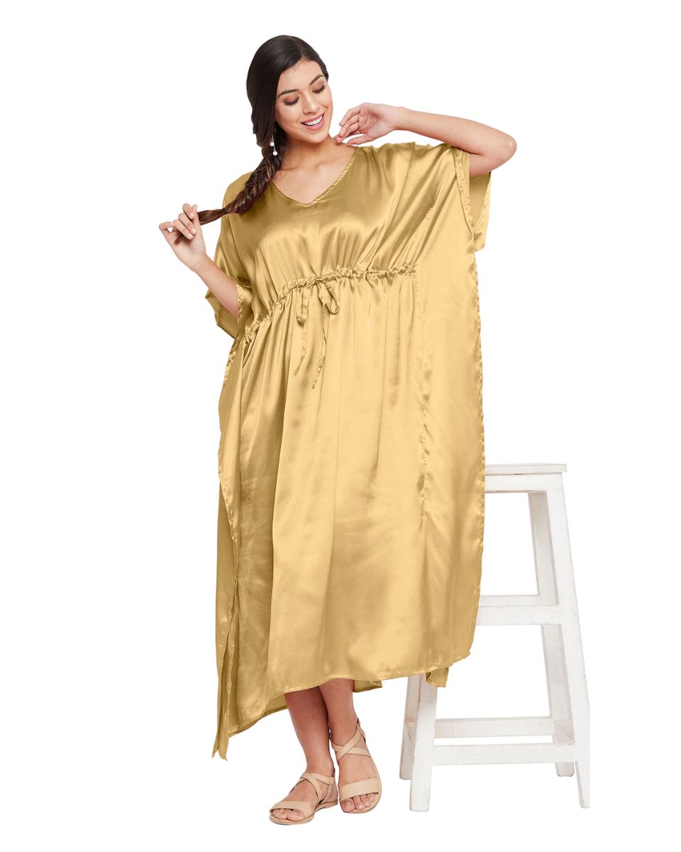 loose satin kaftan dress