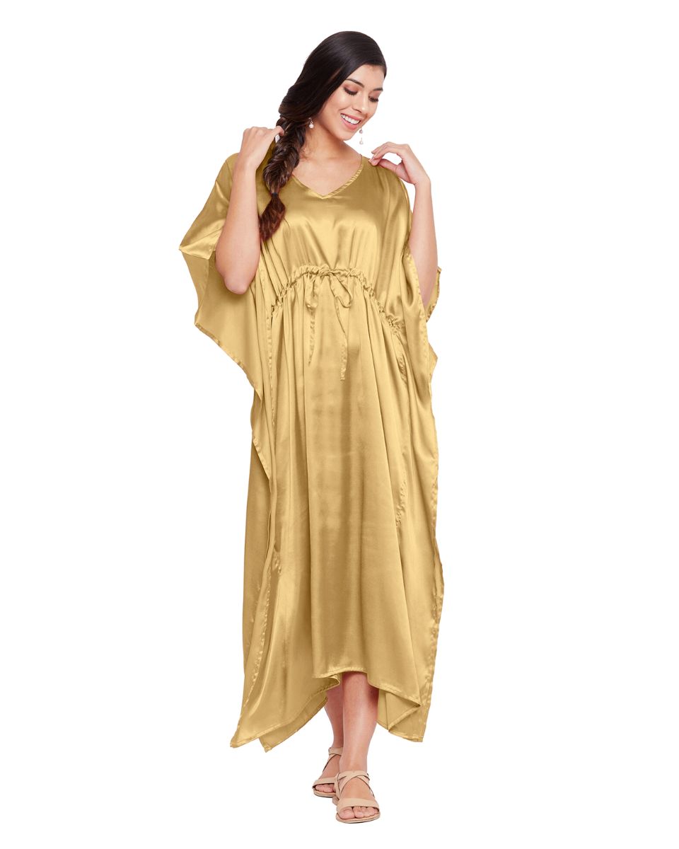 kimono sleeve satin kaftan