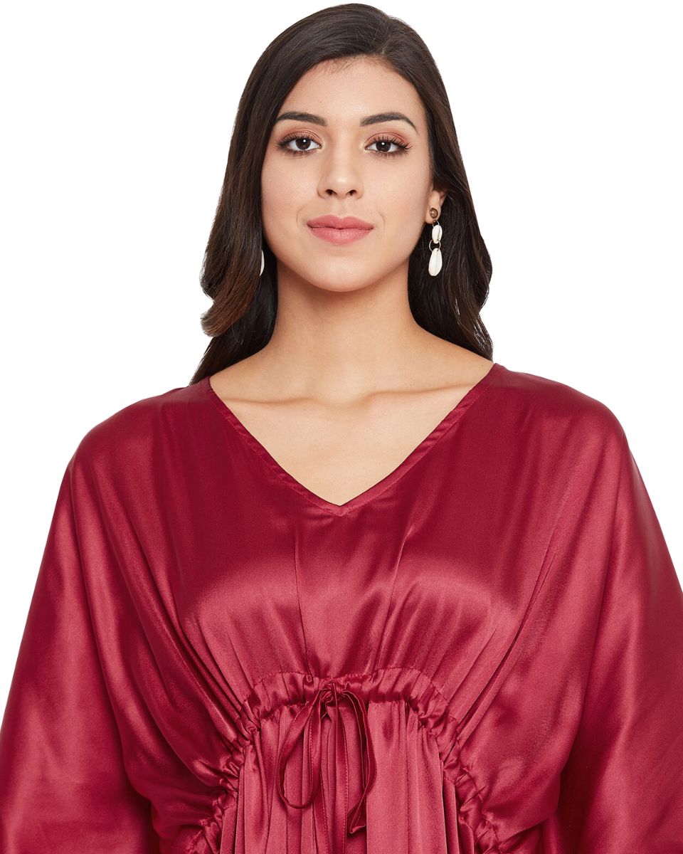 Red Satin Caftan Dress