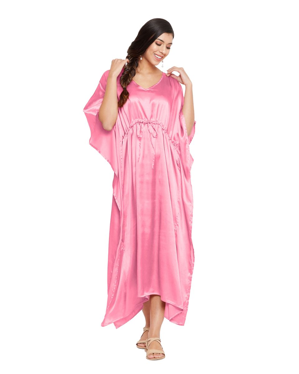 Women Satin Kimono Style Maxi Kaftan