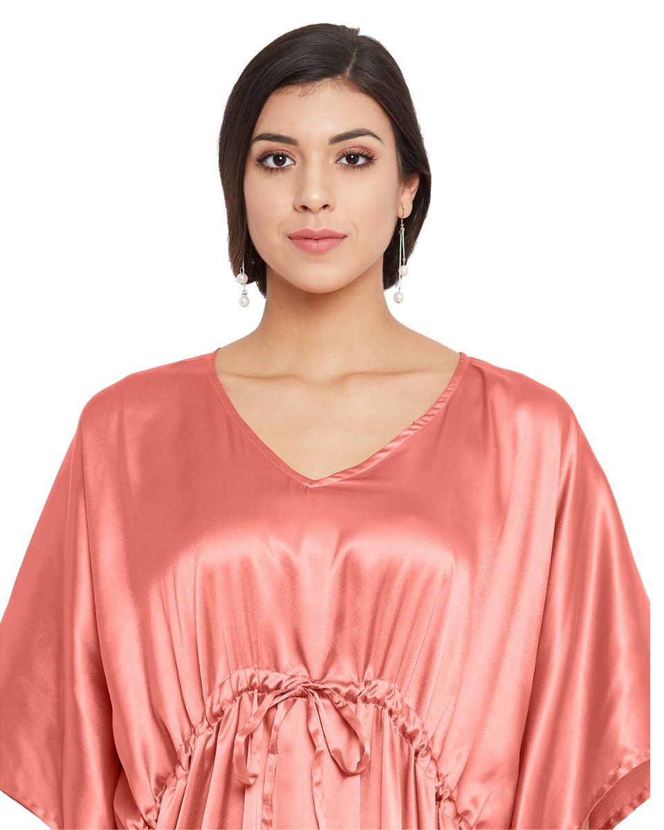 Plus size woman satin kaftan dress