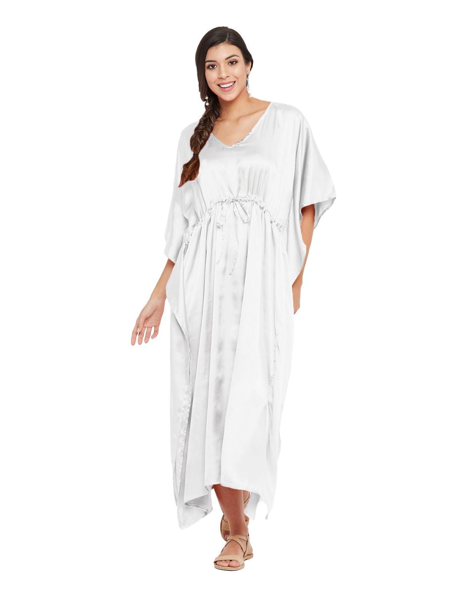 kimono sleeve beach satin kaftan