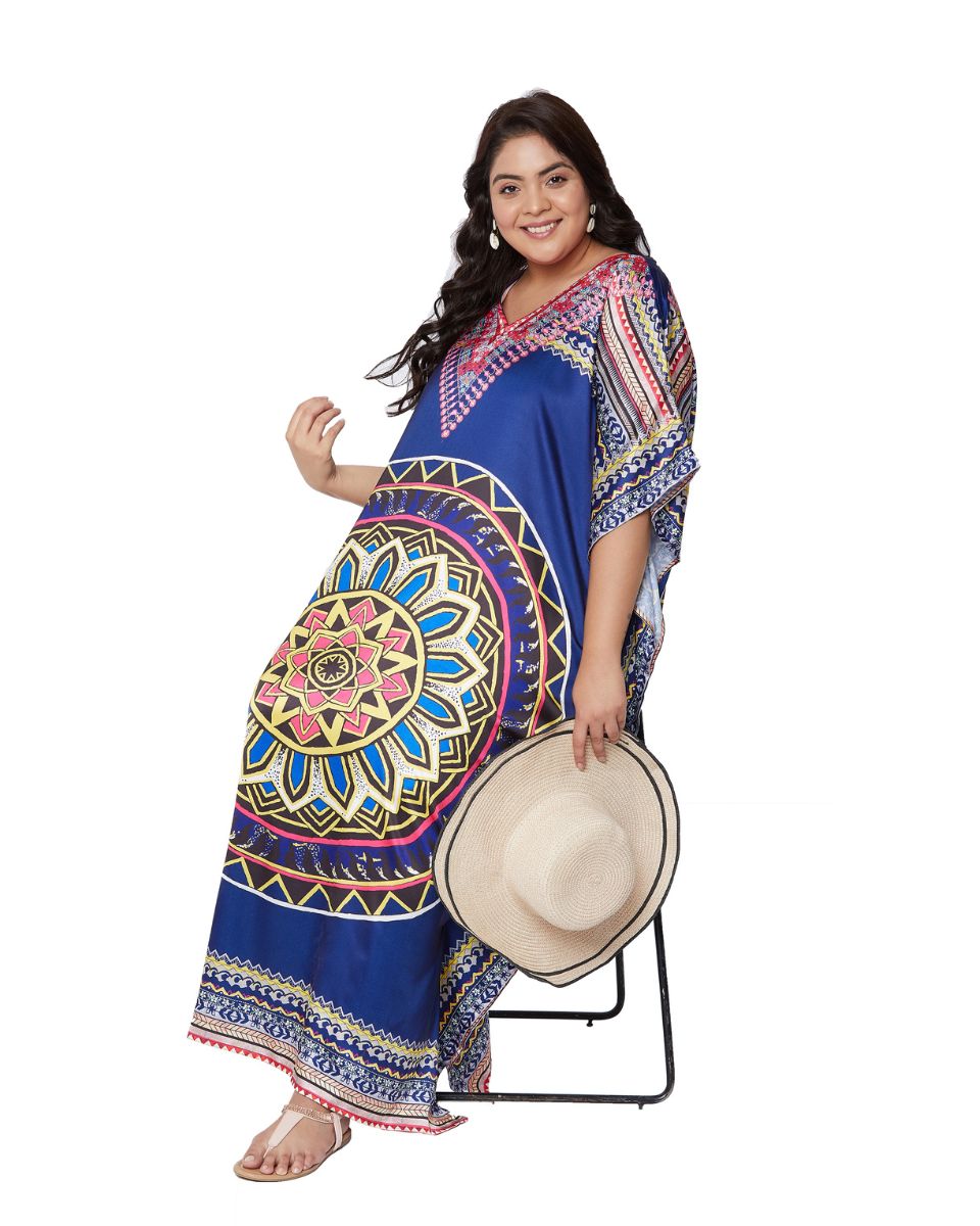 Mandala Pattern Kimono Sleeve Kaftan