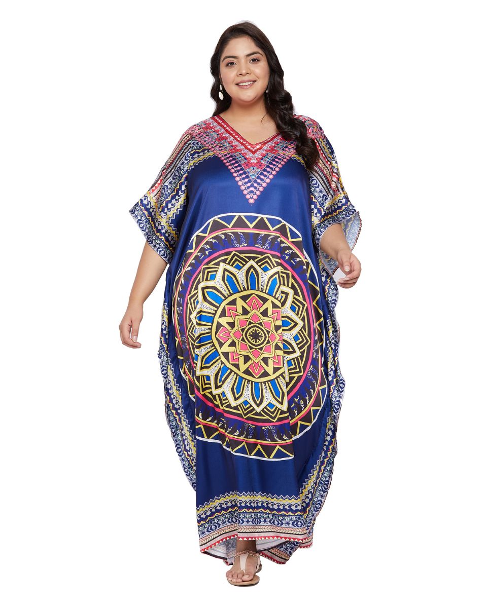 Mandala Pattern Kimono Sleeve Plus Size Maxi Kaftan